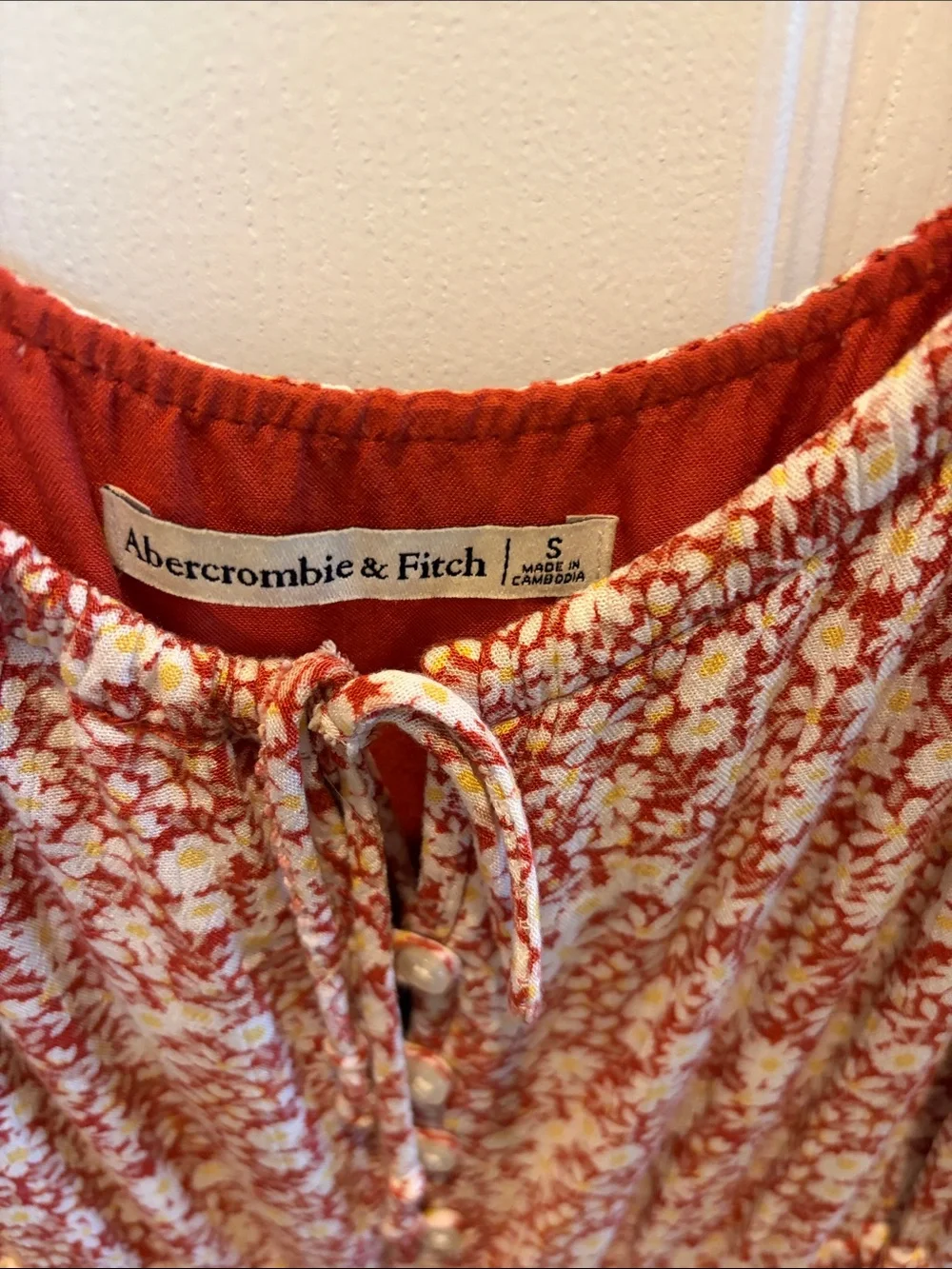 Abercrombie & Fitch Red Floral Maxi Dress with Spaghetti Straps